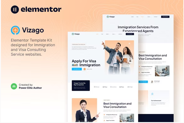 Vizago – Immigration & Visa Consulting Service Elementor Template Kit