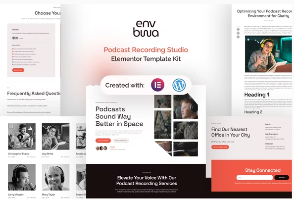 Envbwa - Podcast Recording Studio Elementor Pro Template Kit