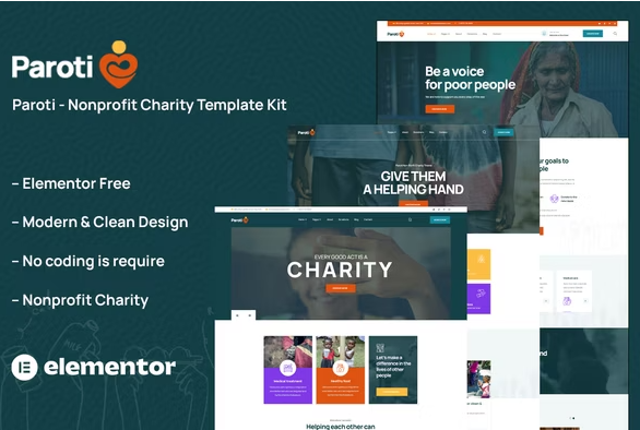 Paroti - Non Profit Charity Elementor Template Kit