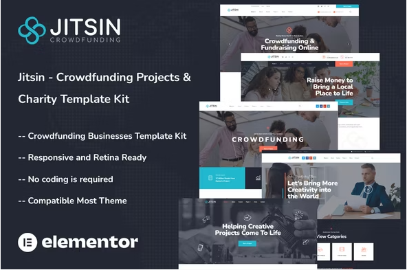Jitsin - Crowdfunding Projects & Charity Template Kit