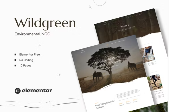 Wildgreen - Environmental NGO Elementor Template Kit