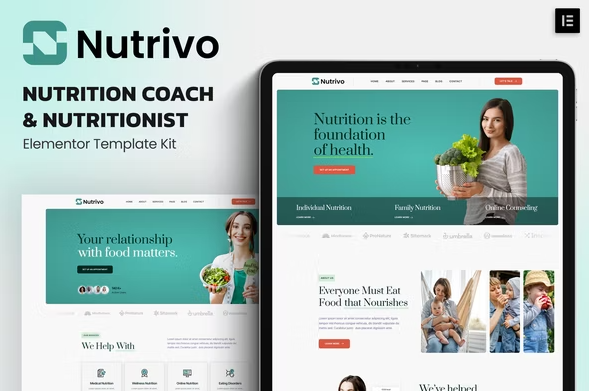 Nutrivo – Nutrition Coach & Nutritionist Elementor Template Kit