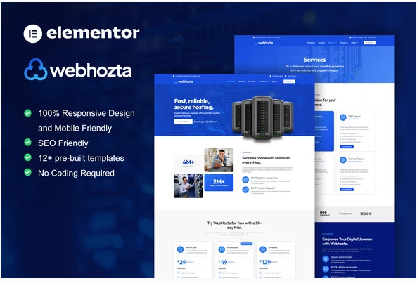 WebHozta - Hosting Service Elementor Template Kit