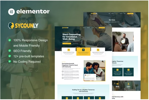 Sycounly - Psychology & Counseling Services Elementor Pro Template Kit