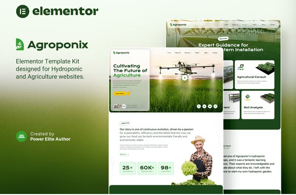 Agroponix – Hydroponic & Agriculture Elementor Template Kit