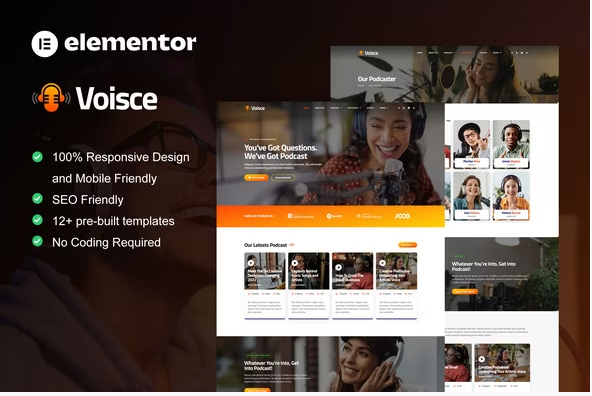 Voisce - Podcaster & Music Streaming Elementor Pro Template Kit