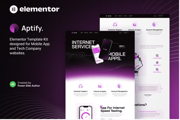 Aptify – Mobile App Landing Page & Tech Company Elementor Template Kit