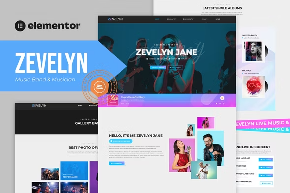 Zevelyn - Music Band & Musician Elementor Template Kit