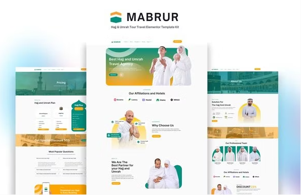 Mabrur - Hajj & Umrah Tour Travel Elementor Template Kit