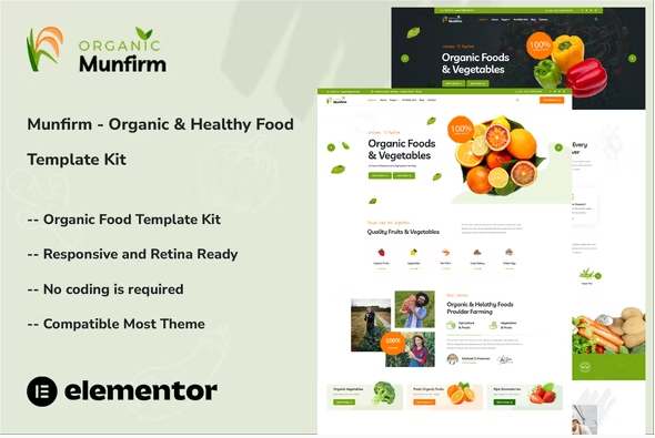 Munfirm - Organic & Healthy Food Elementor Template Kit