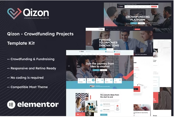 Qizon - Crowdfunding Projects Elementor Template Kit