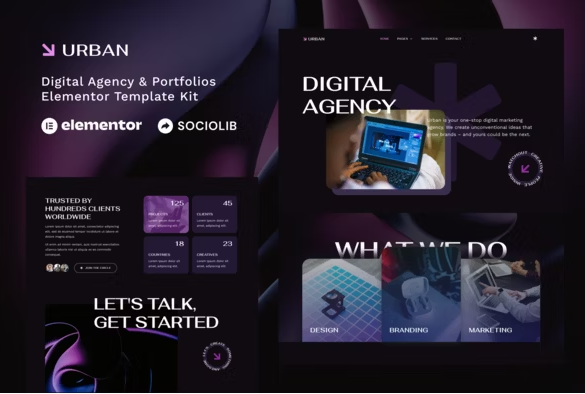 Urban - Dark Digital Agency & Portfolios Elementor Template Kit