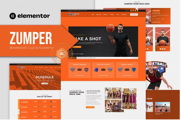 Zumper - Basketball Club & Academy Elementor Template Kit