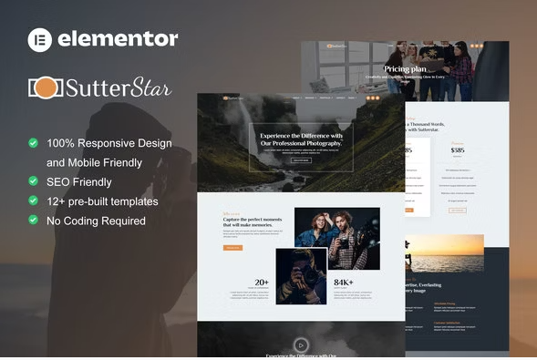 SutterStar - Photography Services & Portfolio Elementor Template Kit