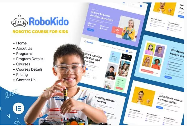 Robokido - Online Learning Courses for Kids Elementor Template Kit