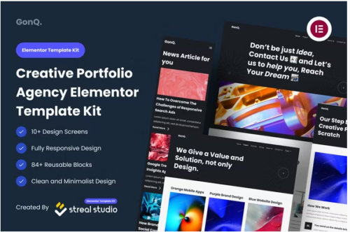 GonQ Creative Portfolio Agency Elementor Template Kit