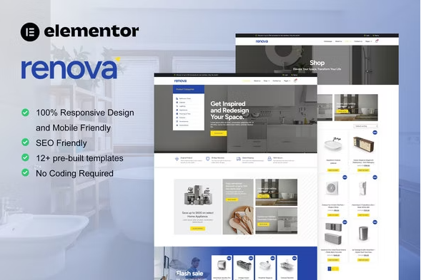 Renova - Kitchen Bathroom & Renovation Supplies Store Elementor Pro Template Kit