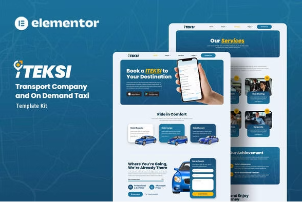 Iteksi - Transport Company & Taxi App Elementor Template Kit