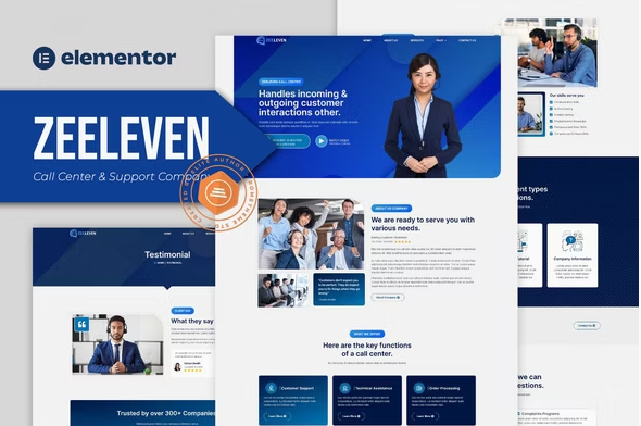 Zeeleven - Call Center & Support Company Elementor Template Kit