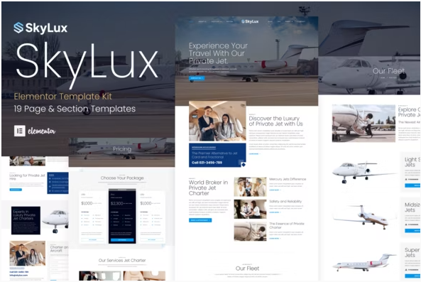 Skylux - Private Jet & Airplane Charter Company Elementor Template Kit