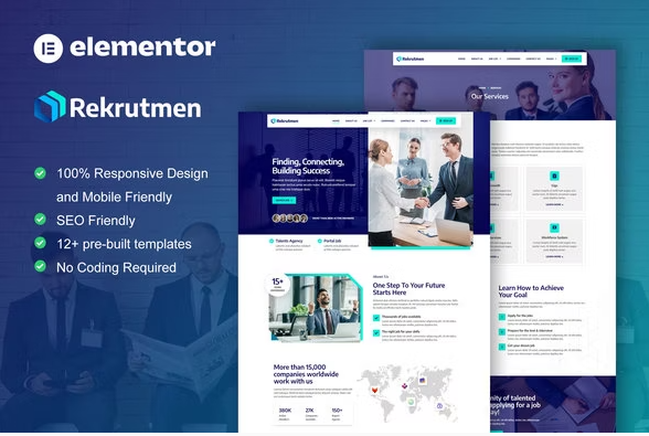 Rekrutmen - Human Resource & Recruitment Agency Elementor Template Kit