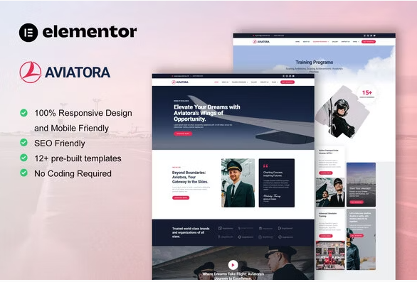 Aviatora - Aviation & Flight School Elementor Pro Template Kit