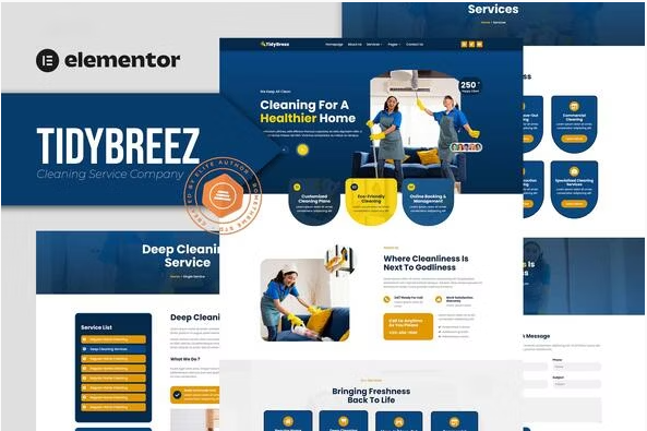 Tidybreez - Cleaning Service Company Elementor Template Kit