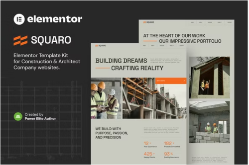 Squaro – Modern Construction & Architect Elementor Template Kit