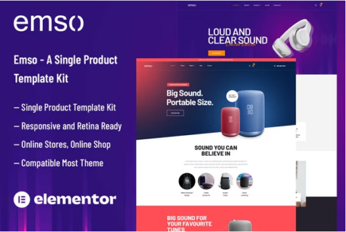Emso - A Single Product Elementor Template Kit