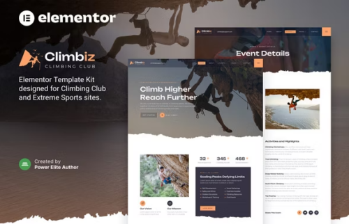 Climbiz – Climbing Club & Extreme Sports Elementor Template Kit