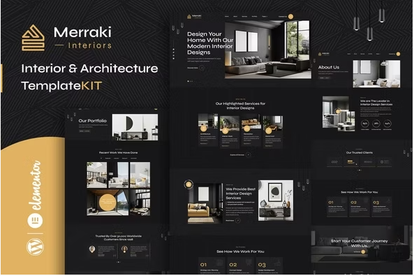 Merraki - Interiors & Architecture Elementor Template Kit