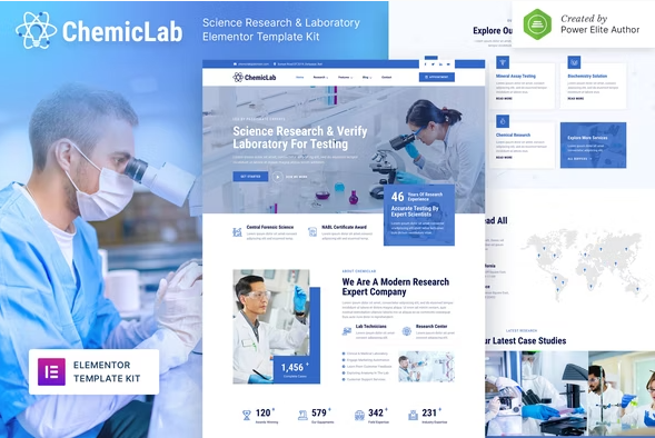 ChemicLab – Science Research & Laboratory Elementor Template Kit