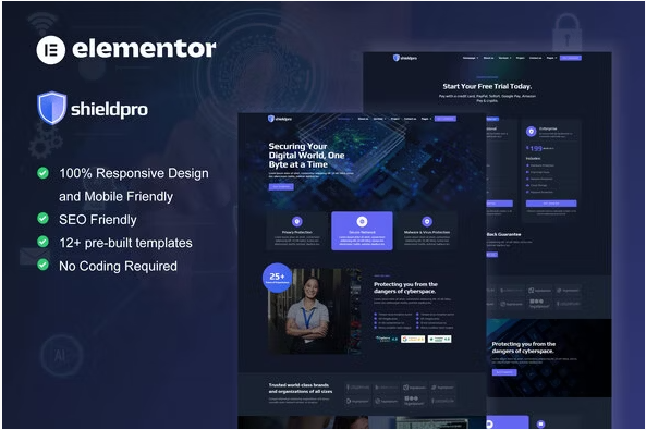 Shieldpro - Cyber Security Services Elementor Pro Template Kit