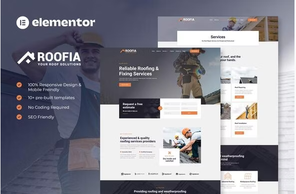 Roofia - Roofing Services Elementor Template Kit