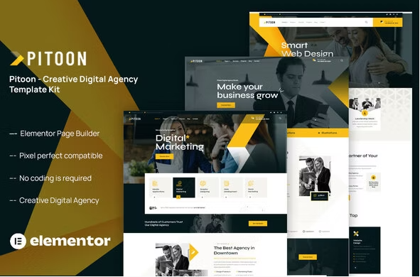 Pitoon - Creative Digital Agency Elementor Template Kit