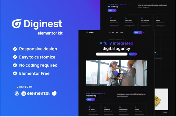 Diginest - Digital Agency Services Elementor Template Kit