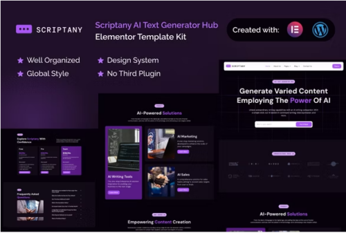 Scriptany - AI Text Generator Hub Elementor Pro Template Kit
