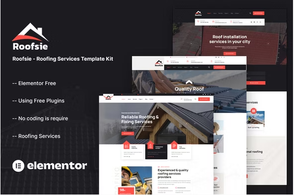Roofsie - Roofing Services Elementor Template Kit