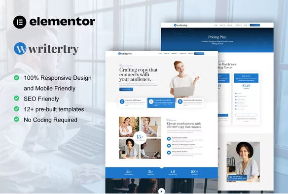 Writertry - Content Writing Service Agency Elementor Kit