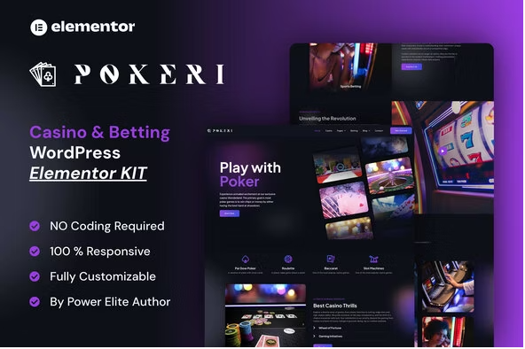 Pokeri - Casino & Betting Elementor Pro Template Kit