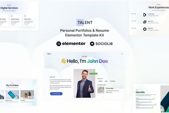 Talent - Personal Portfolios & Resume Elementor Template Kit