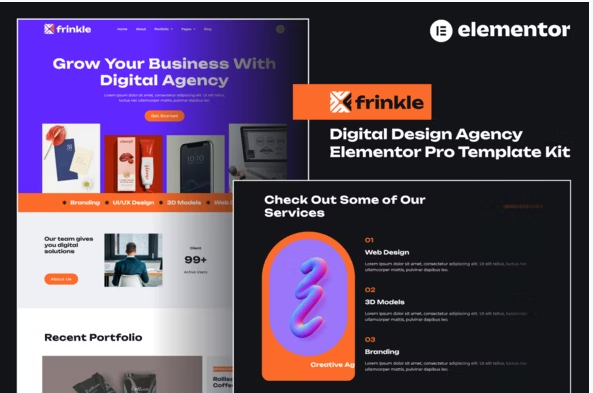 Frinkle - Digital Design Agency Elementor Pro Template Kit