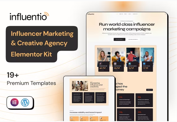 Influentio Influencer Influentio - Marketing & Creative Agency Elementor Pro Template Kit