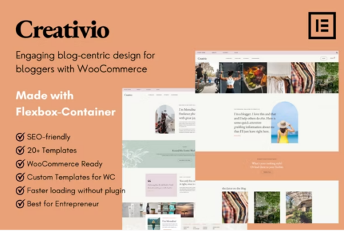 Creativio - Blogger & Entrepreneurs Elementor Template Kit