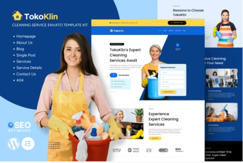 Tokoklin - Cleaning Service Business Elementor Template Kit