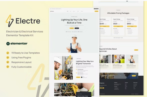 Electre - Electrician & Electrical Services Elementor Template Kit