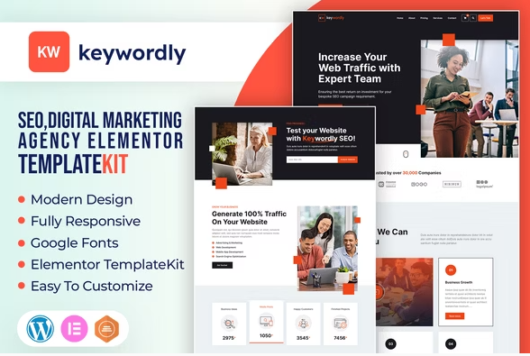 Keywordly - Digital Marketing Agency Elementor Template Kit
