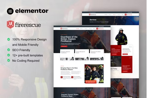 FireRescue - FireFighter & Fire Department Elementor Template Kit