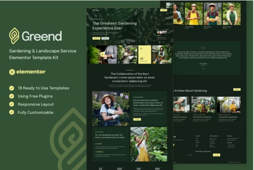 Greend - Gardening & Landscape Service Elementor Template Kit