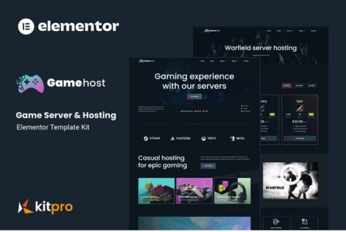 Gamehost - Game Server & Hosting Elementor Template Kit